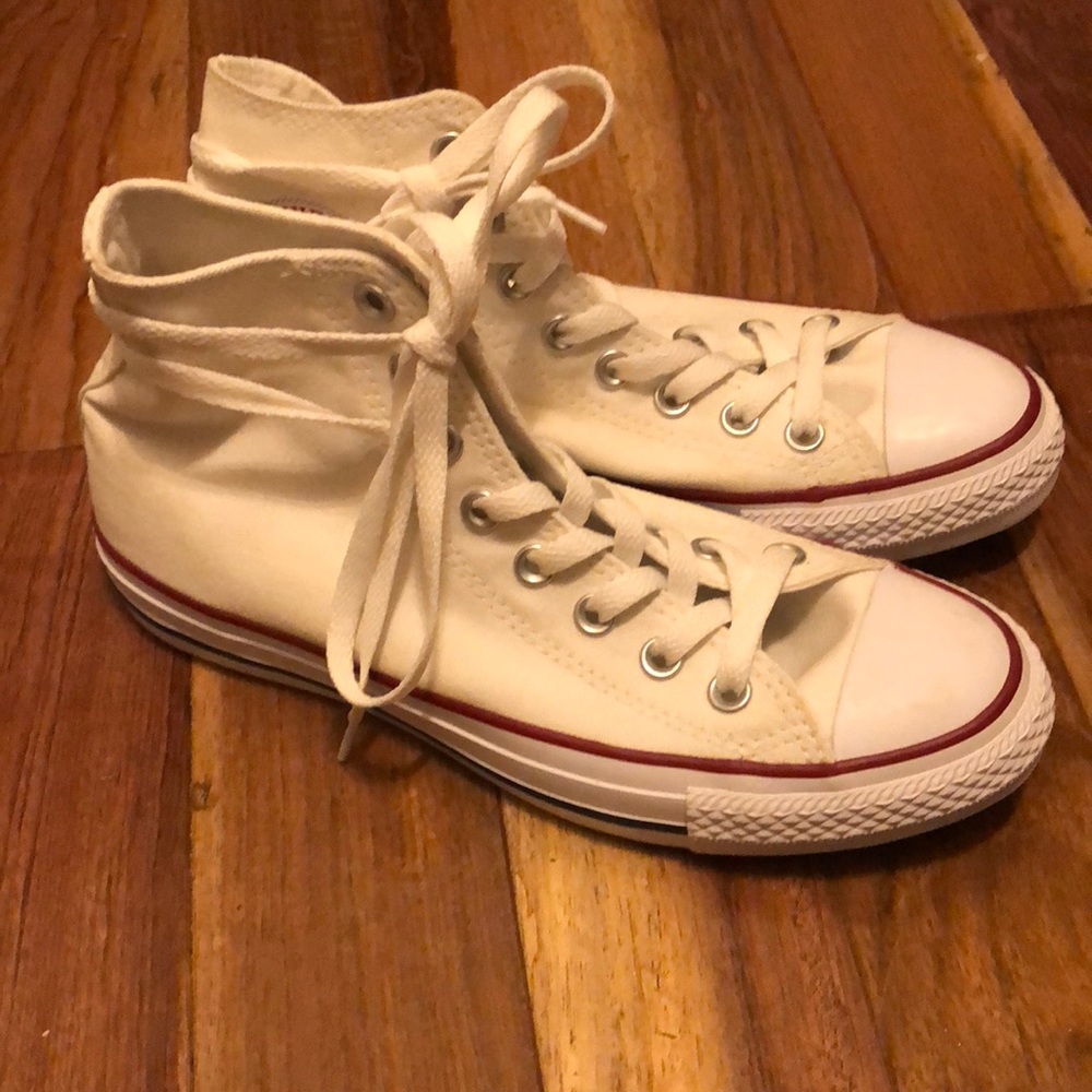 Women’s white converse high tops
